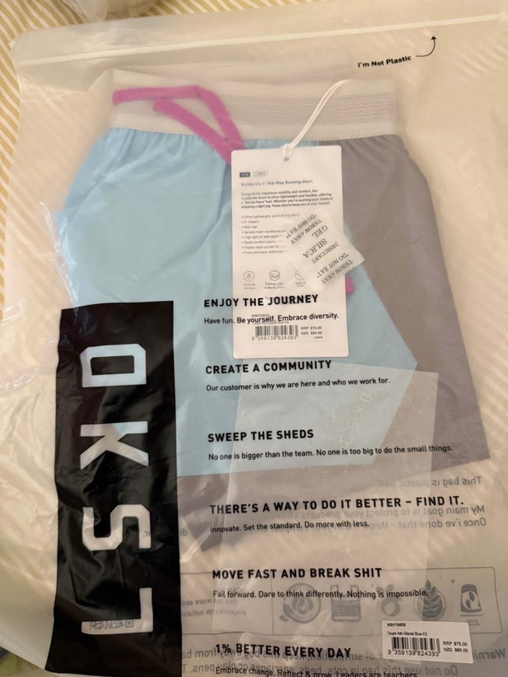 LSKD Accelerate 3" Mid-Rise Running Short Taupe Ash-Glacial Blue XS NWT - Picture 9 of 11